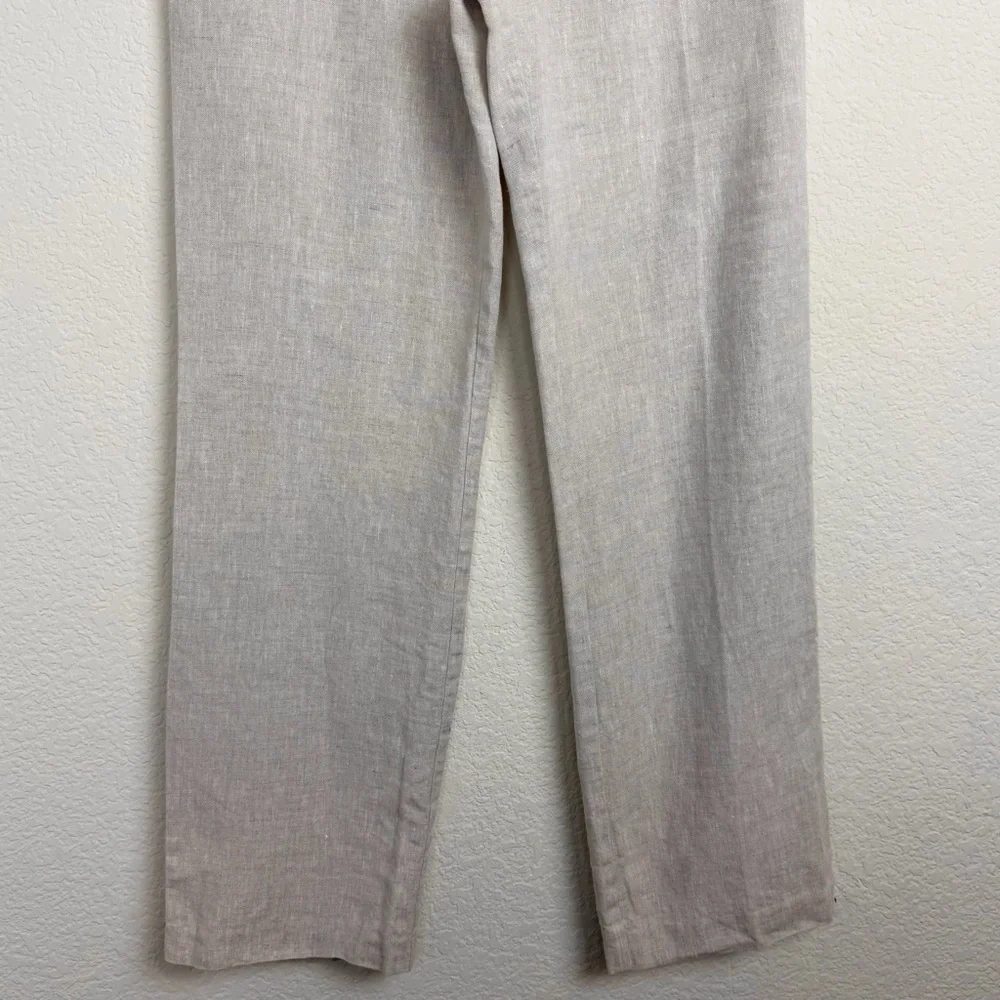 Reformation Tan Linen Straight Leg Pant